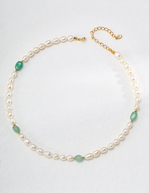 Ethereal Natural Pearl & Jasper Necklace