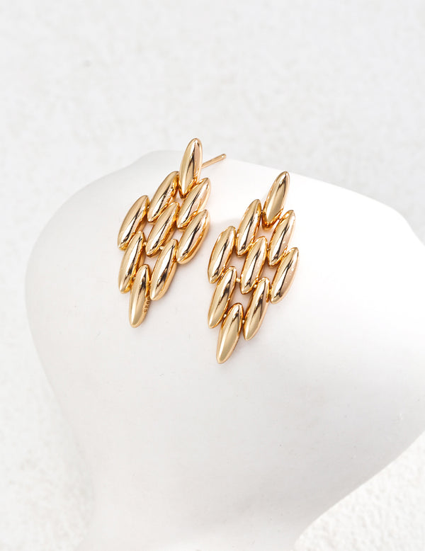 Golden Sparkling Sterling Silver Earrings