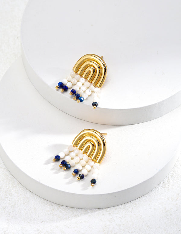 Mother-of-pearl Lapis lazuli Silver Earrings