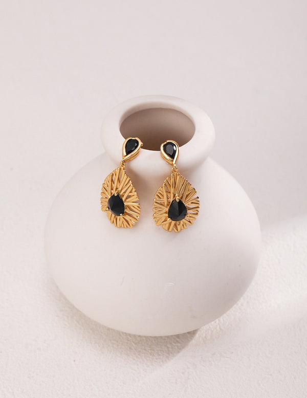 Palace-Style Sterling Silver Black Onyx Earrings