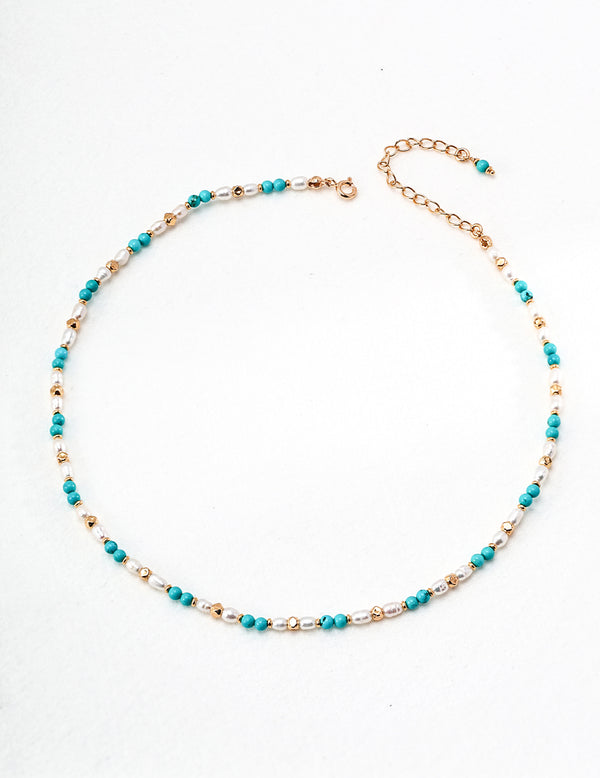 Pearl & Turquoise Beaded Necklace