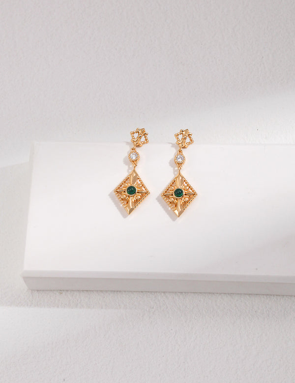 Rhombus Earrings with Zirconia