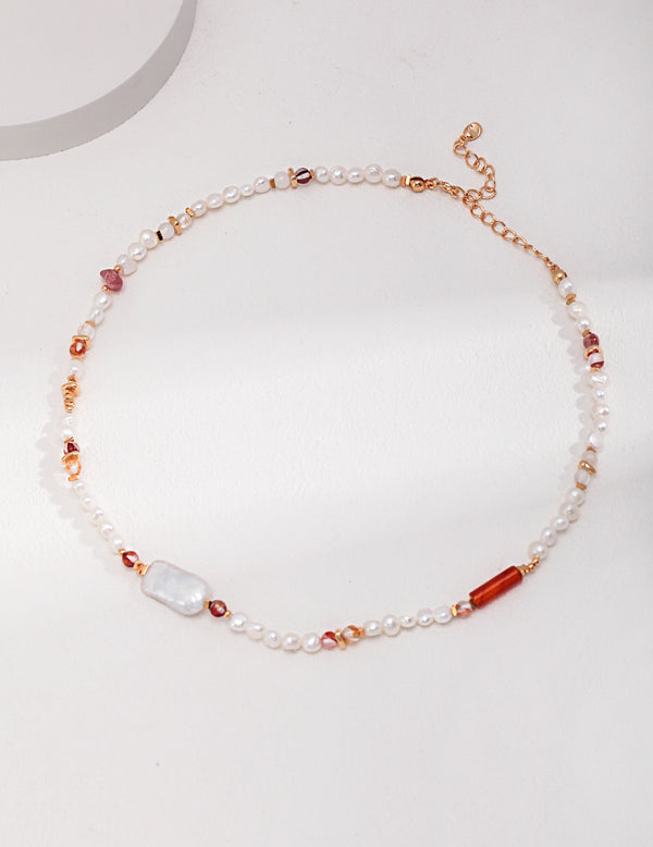 Strawberry Baroque Pearl Necklace