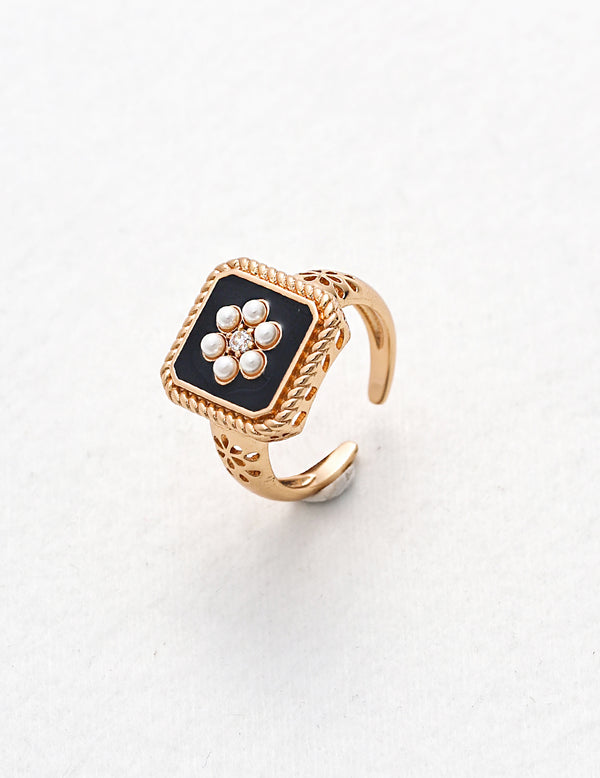 Zircon Imitation Pearl Ring